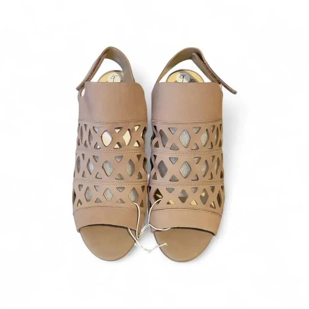 Vince Camuto VC-Deverly Tan Cutout Nubuck Heeled Sandals - NWOB